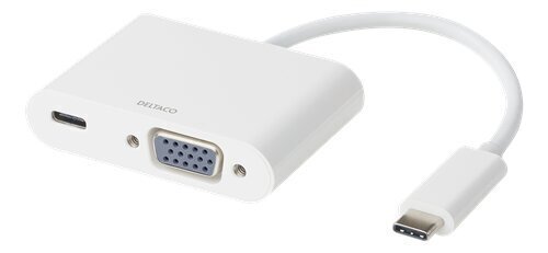 Deltaco USB-C adapter, VGA , USB-C, 60W USB-C PD, Valge цена и информация | USB adapterid ja jagajad | hansapost.ee
