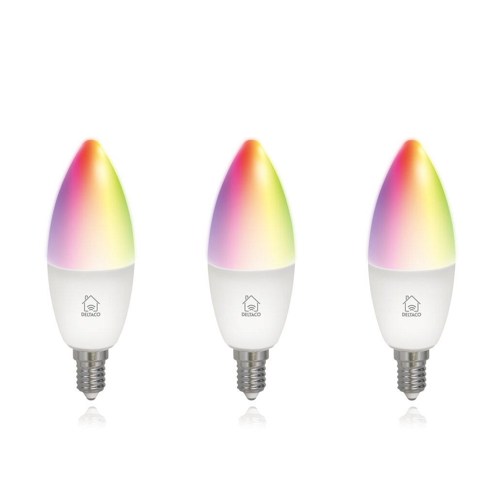 Nutipirn Deltaco Smart Home LED, E14, 5W, 220-240V, RGB, 3tk. цена и информация | Lambipirnid ja LED-pirnid | hansapost.ee