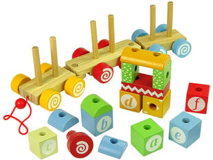 Puidust rong nööriga - ABC tähe kujud цена и информация | Игрушки для малышей | hansapost.ee