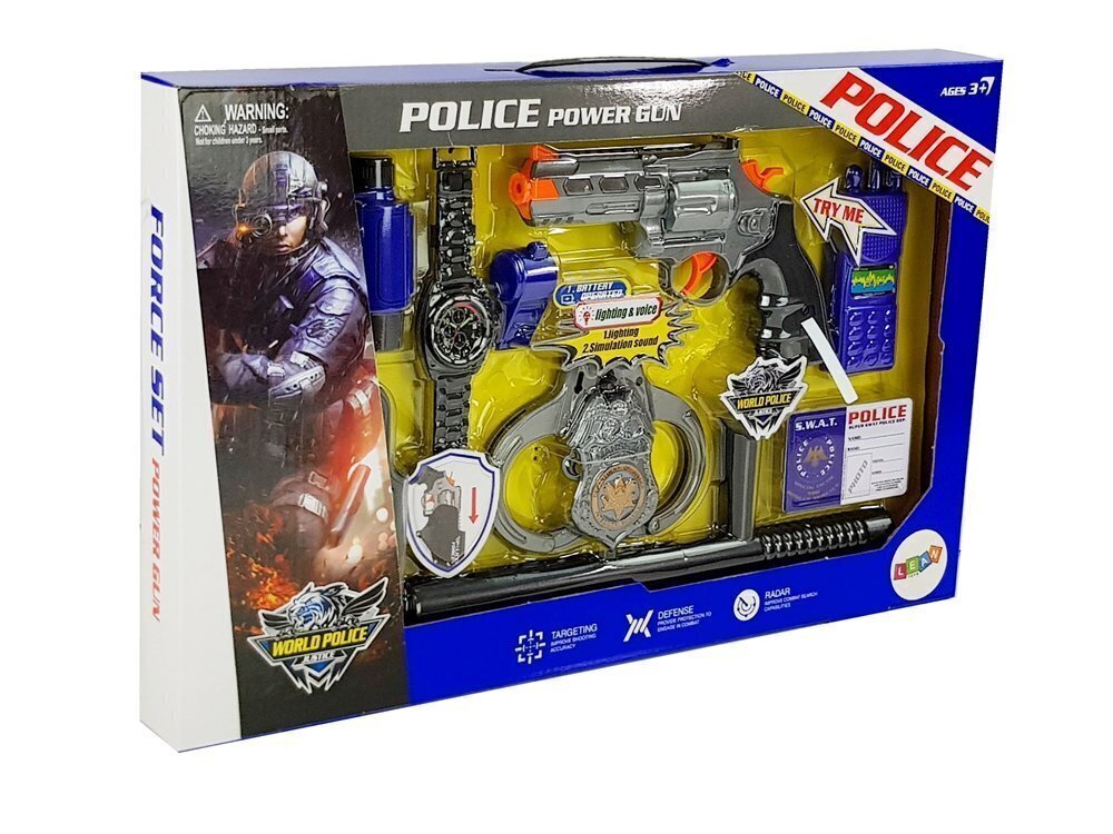 Politseiniku komplekt püstoli, käeraudade ja muude tarvikutega hind ja info | Mänguasjad poistele | hansapost.ee