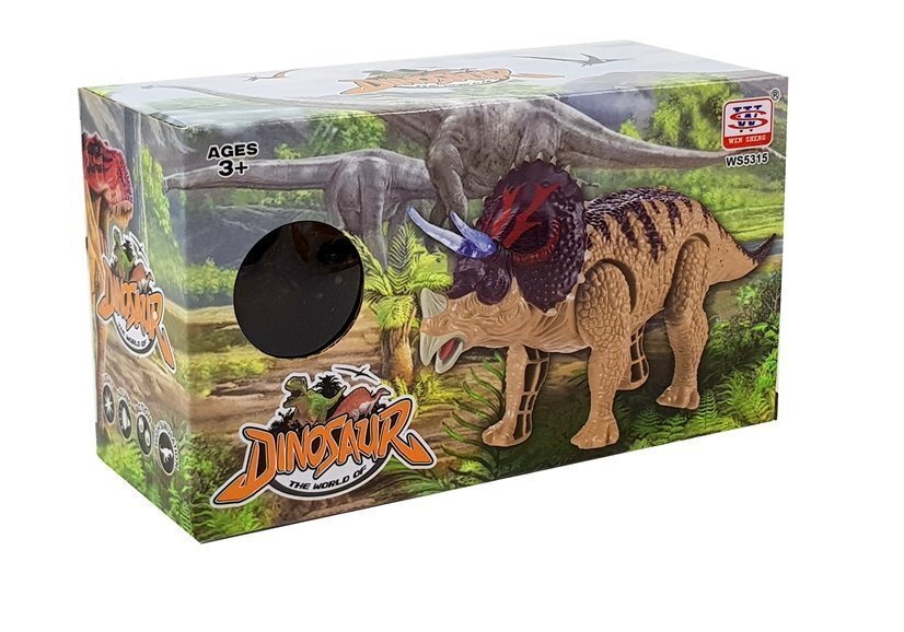 Heli- ja valgusefektidega liikuv dinosaurus Triceratops, kollane цена и информация | Mänguasjad poistele | hansapost.ee