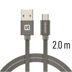 Swissten Textile Quick Charge Universal Micro USB Data and Charging Cable 2.0m Grey hind ja info | Mobiiltelefonide kaablid | hansapost.ee