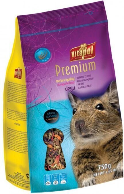 Vitapol Premium täissööt Degu 750g hind ja info | Toit väikeloomadele | hansapost.ee