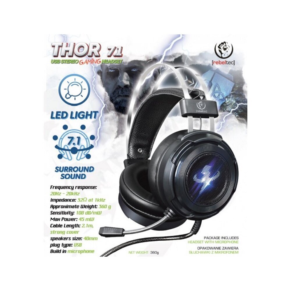 Rebeltec Thore 7.1 USB hind ja info | Kõrvaklapid | hansapost.ee