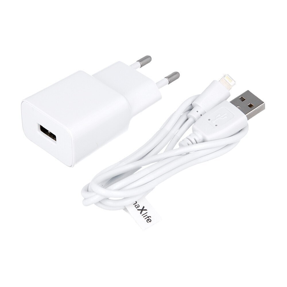 Maxlife MXTC-01 laadija 1x USB 2.1A valge + Lightning kaabel hind ja info | Laadijad mobiiltelefonidele | hansapost.ee