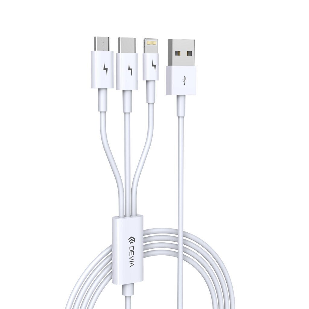 Kaabel Devia Smart 3in1, Micro USB - Type C - Lightning, 1.2m hind ja info | Mobiiltelefonide kaablid | hansapost.ee