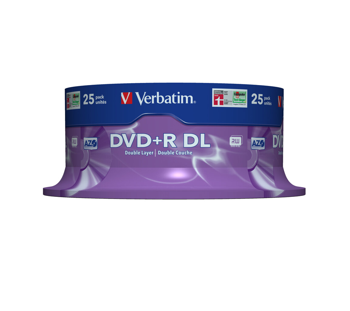 Verbatim kahekihiline DVD + R 8,5 GB 8x matt hõbedane 25 pk spindel - 43757 цена и информация | Mälupulgad | hansapost.ee
