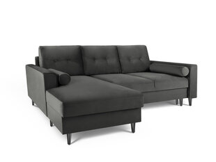 Мягкий уголок Micadoni Home Leona 4S, темно-серый/черный цвет цена и информация | Угловые диваны | hansapost.ee