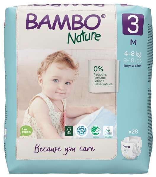 Orgaanilised mähkmed BAMBO NATURE 3 (4-8 kg), 28 tk цена и информация | Mähkmed, riidest mähkmed | hansapost.ee