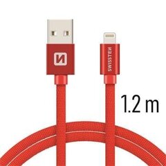 USB-кабель Swissten Textile 3A Lighthing, 1,2 м, красный цена и информация | Кабели и провода | hansapost.ee