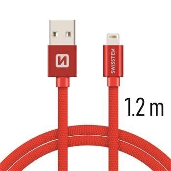 USB kaabel Swissten Textile 3A Lighthing, 1.2 m, punane цена и информация | Juhtmed ja kaablid | hansapost.ee