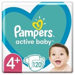 Mähkmed Pampers Active Baby, Mega Pack, 4+ suurus, 10-15 kg, 120 tk hind ja info | Mähkmed, riidest mähkmed | hansapost.ee