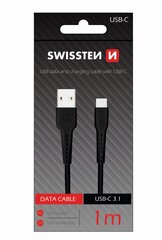 Swissten Basic Universal Quick Charge USB-C Data and Charging Cable 1m Black hind ja info | Mobiiltelefonide kaablid | hansapost.ee