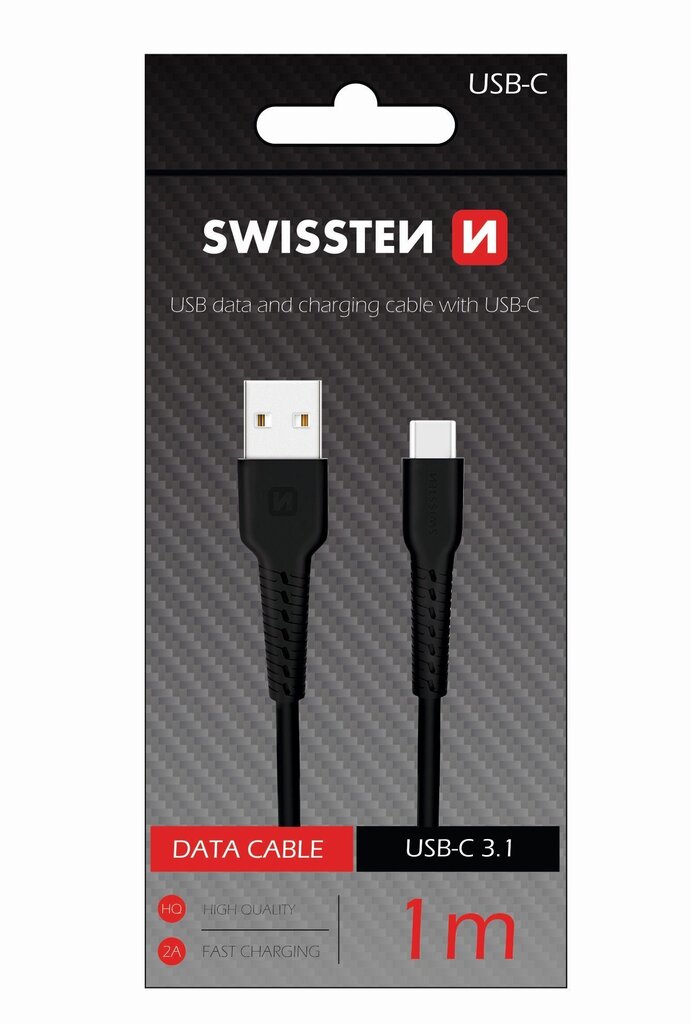 Swissten Basic Universal Quick Charge USB-C Data and Charging Cable 1m Black цена и информация | Mobiiltelefonide kaablid | hansapost.ee