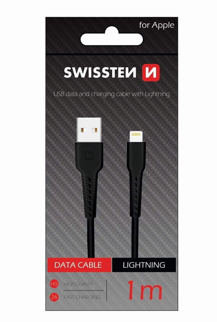 Swissten Basic Fast Charge 3A Lightning (MD818ZM/A) Data and Charging Cable 1m Black hind ja info | Juhtmed ja kaablid | hansapost.ee