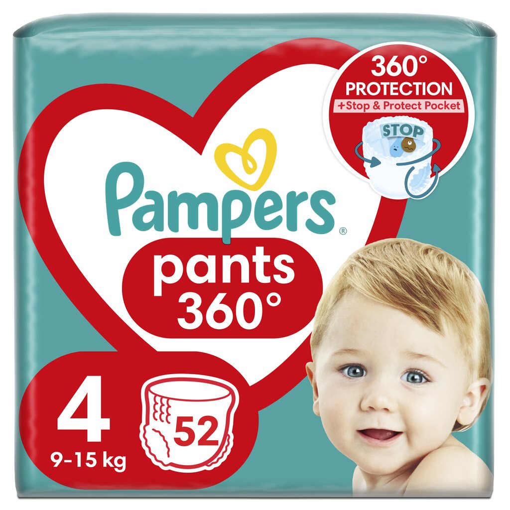 Püksmähkmed Pampers Pants, suurus 4, 52 tk, 9-15kg hind ja info | Mähkmed, riidest mähkmed | hansapost.ee