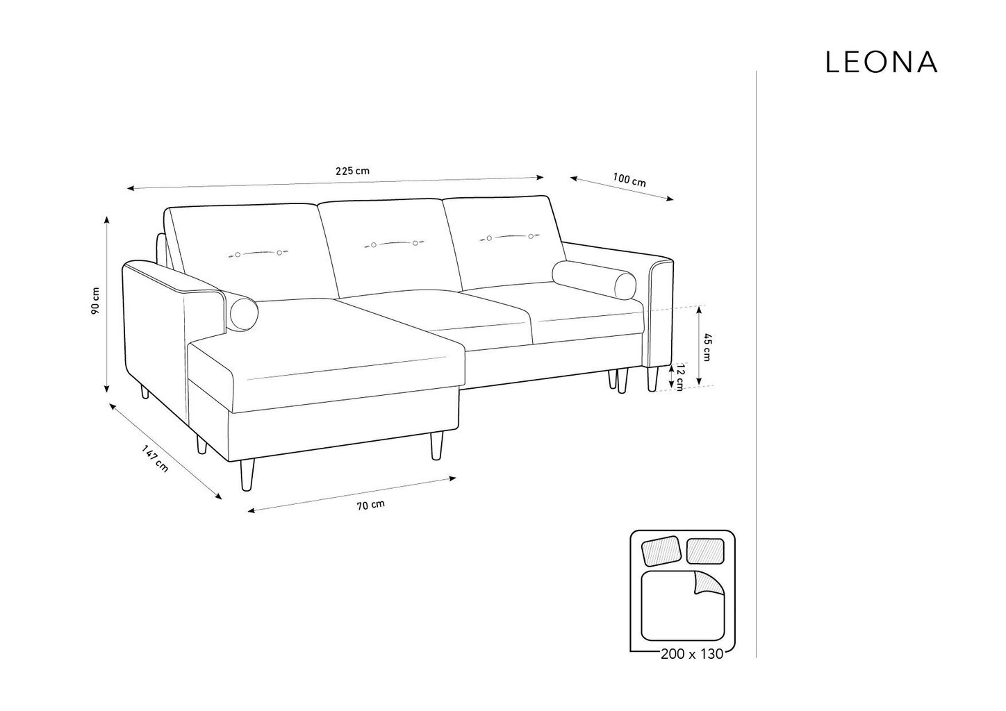 Pehme nurgadiivan Micadoni Home Leona 4S, hall/must price and information | Nurgadiivanid ja nurgadiivanvoodid | hansapost.ee