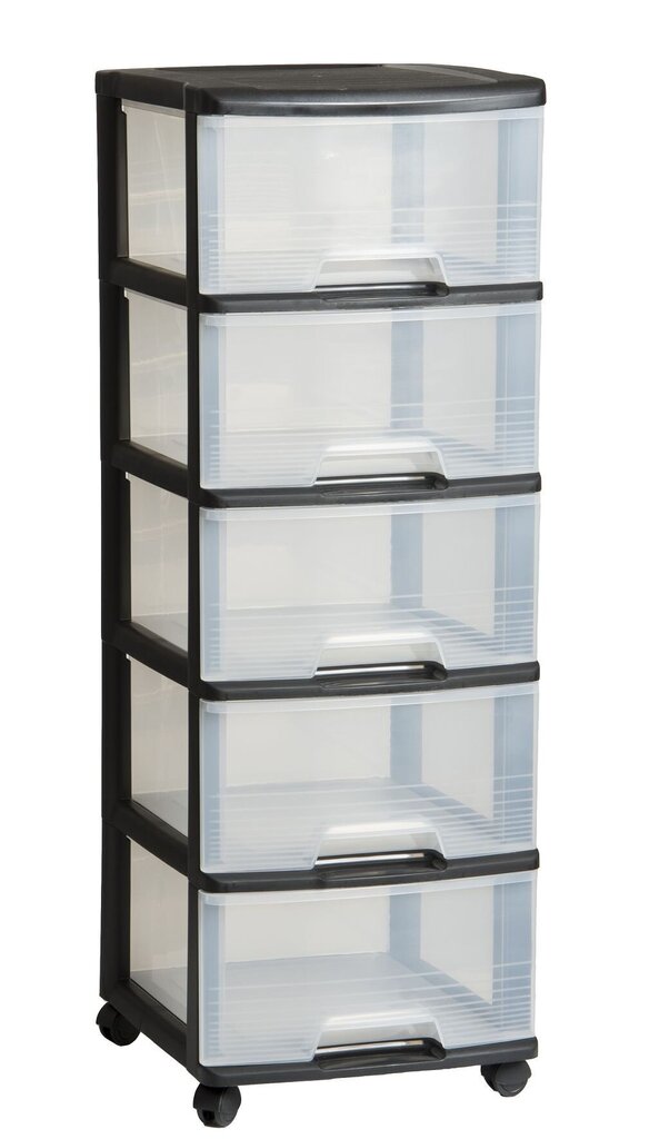 Riiul 5-sahtliga 20L Drawer System 37x39x100cm must/läbipaistev цена и информация | Hoiukastid ja korvid | hansapost.ee