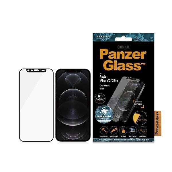 Kaitseklaas Panzer Glass protector iPhone 12/12 Pro CamSlider Case Friendly AntiBacterial black / black цена и информация | Ekraani kaitseklaasid ja kaitsekiled | hansapost.ee