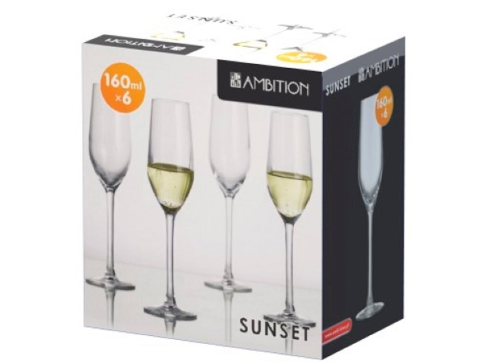 Šampanjaklaasid Ambition Sunset 160 ml, 6 tk цена и информация | Klaasid, kruusid ja kannud | hansapost.ee