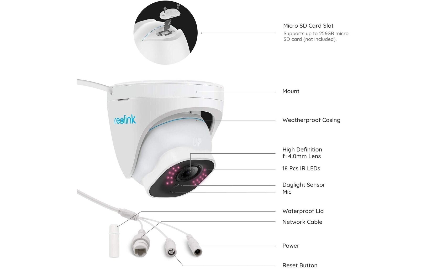 IP PoE kaamera Reolink RLC-822A, 8MP, 3x suum, IR 30m hind ja info | Valvekaamerad | hansapost.ee