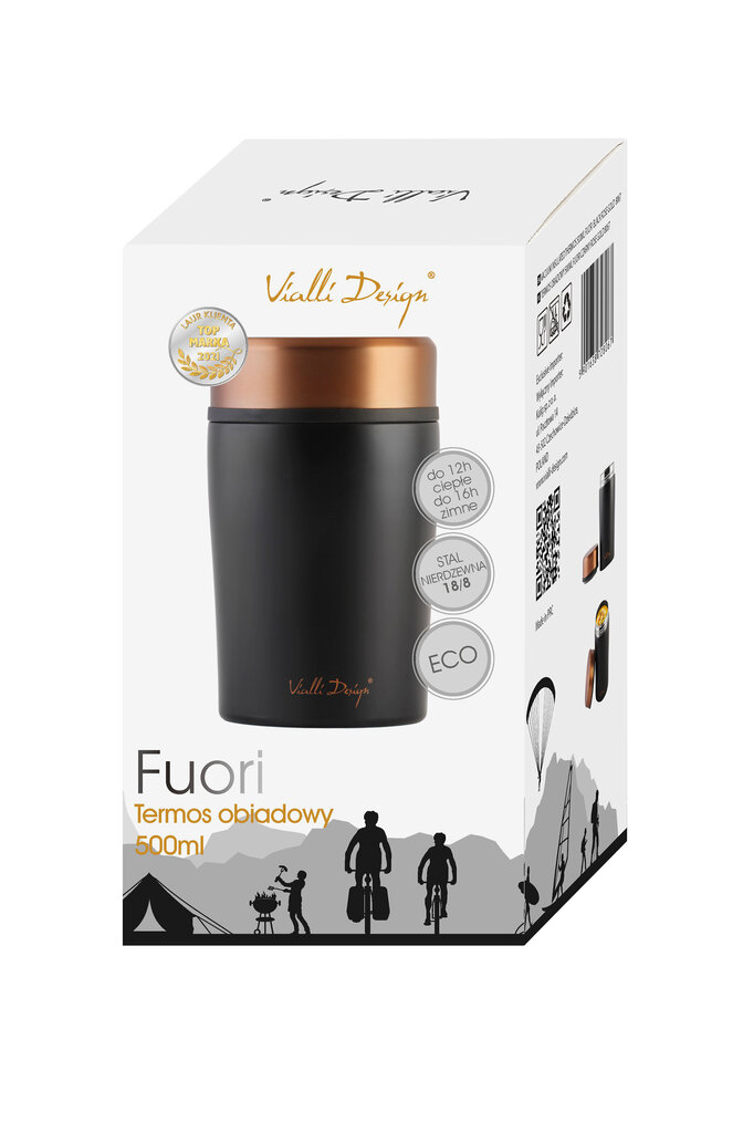 Toidutermos Vialli Design Fuori, 500 ml, must/kuldne цена и информация | Termosed ja termokruusid | hansapost.ee