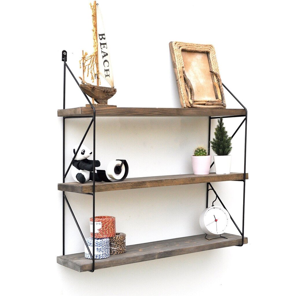 Seinariiul Kalune Design Wall Shelf 792, 55 cm, tumepruun/must hind ja info | Riiulid | hansapost.ee