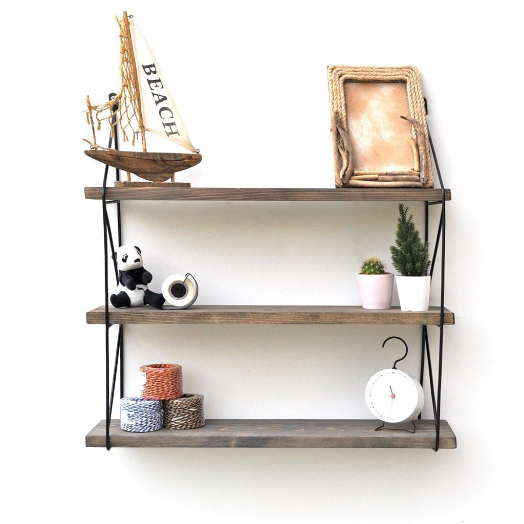 Seinariiul Kalune Design Wall Shelf 792, 55 cm, tumepruun/must hind ja info | Riiulid | hansapost.ee