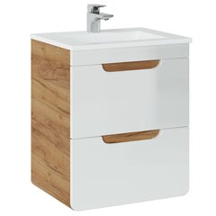 Подвесной шкаф для ванной под умывальник Hakano Arcade, 50x39 см, коричневый/белый цена и информация | Шкафчики для ванной | hansapost.ee