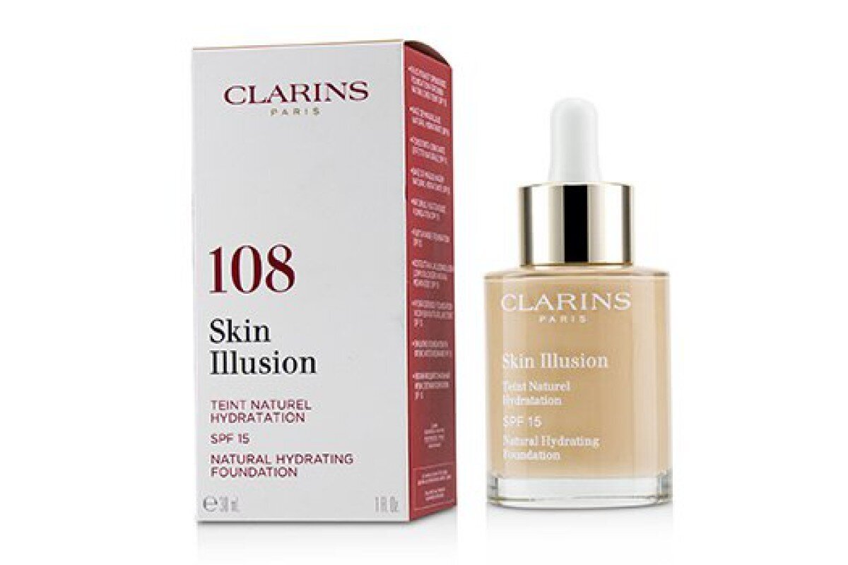 Niisutav vedel jumestuskreem Clarins Skin Illusion SPF 15 30 ml, 108 Sand цена и информация | Jumestuskreemid ja puudrid | hansapost.ee