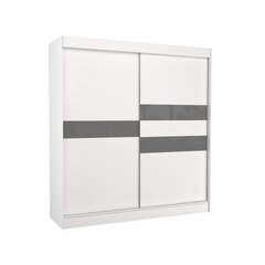 Riidekapp Adrk Furniture Batia 200 cm, valge/hall hind ja info | Kapid | hansapost.ee