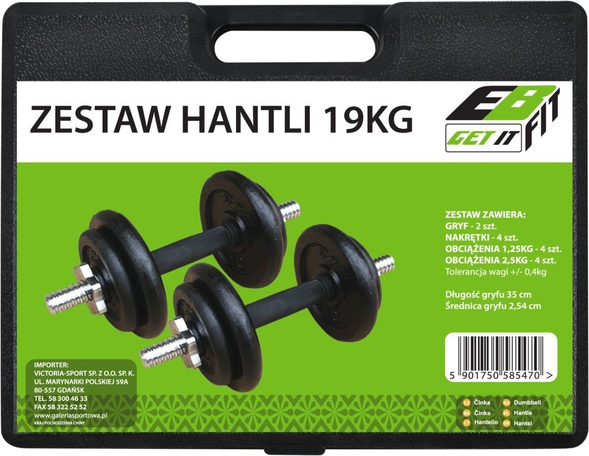 Reguleeritava raskusega hantlid EB Fit, 19kg (2x9,5kg) hind ja info | Hantlid, kangid, raskused | hansapost.ee