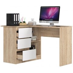 Письменный стол NORE B16, левый вариант, цвета дуба/белый цена и информация | Компьютерные, письменные столы | hansapost.ee