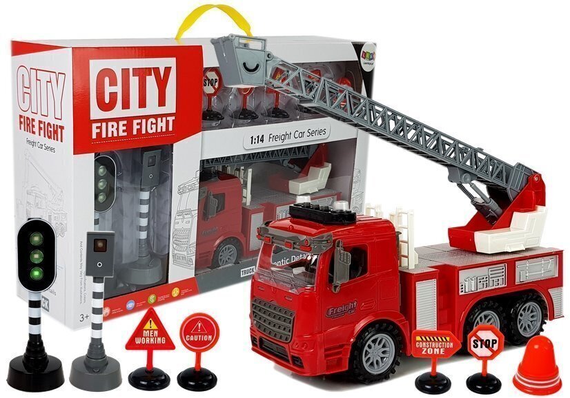 Tuletõrjeauto koos liiklusmärkidega цена и информация | Mänguasjad poistele | hansapost.ee