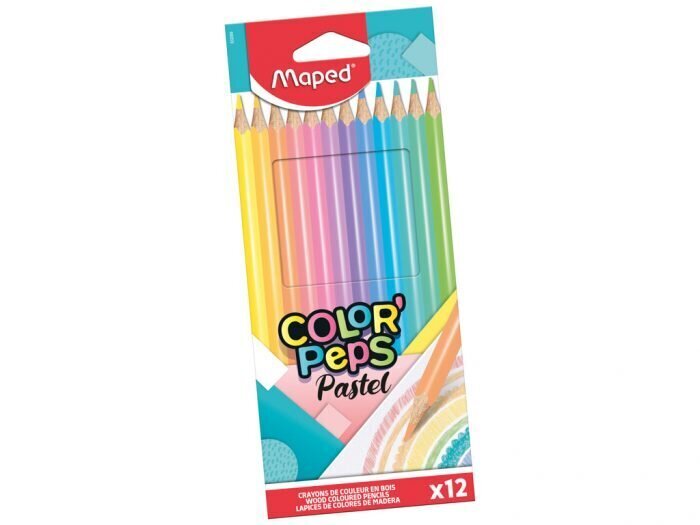 Värvilised pliiatsid ColorPeps Pastel 12tk цена и информация | Kunstitarbed, voolimise tarvikud | hansapost.ee