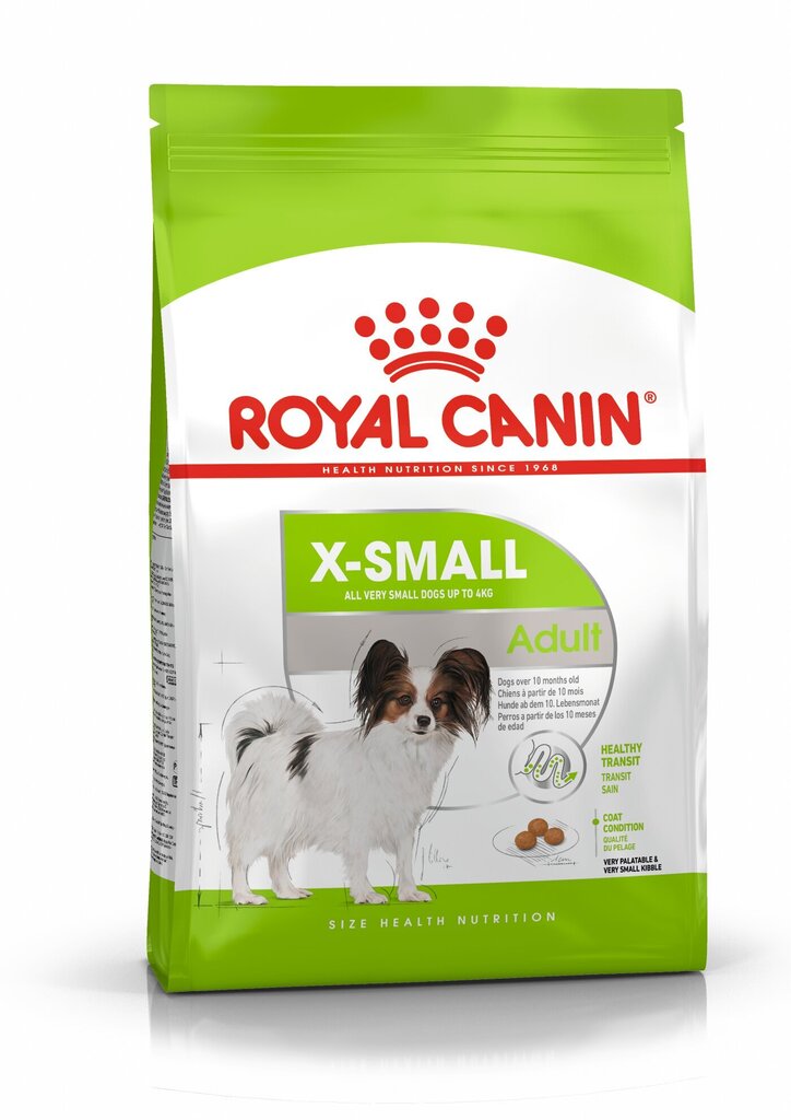Royal Canin X-Small Adult - tasakaalustatud kuivtoit väga väikeste tõugude täiskasvanutele 1,5 kg hind ja info | Koerte kuivtoit ja krõbinad | hansapost.ee