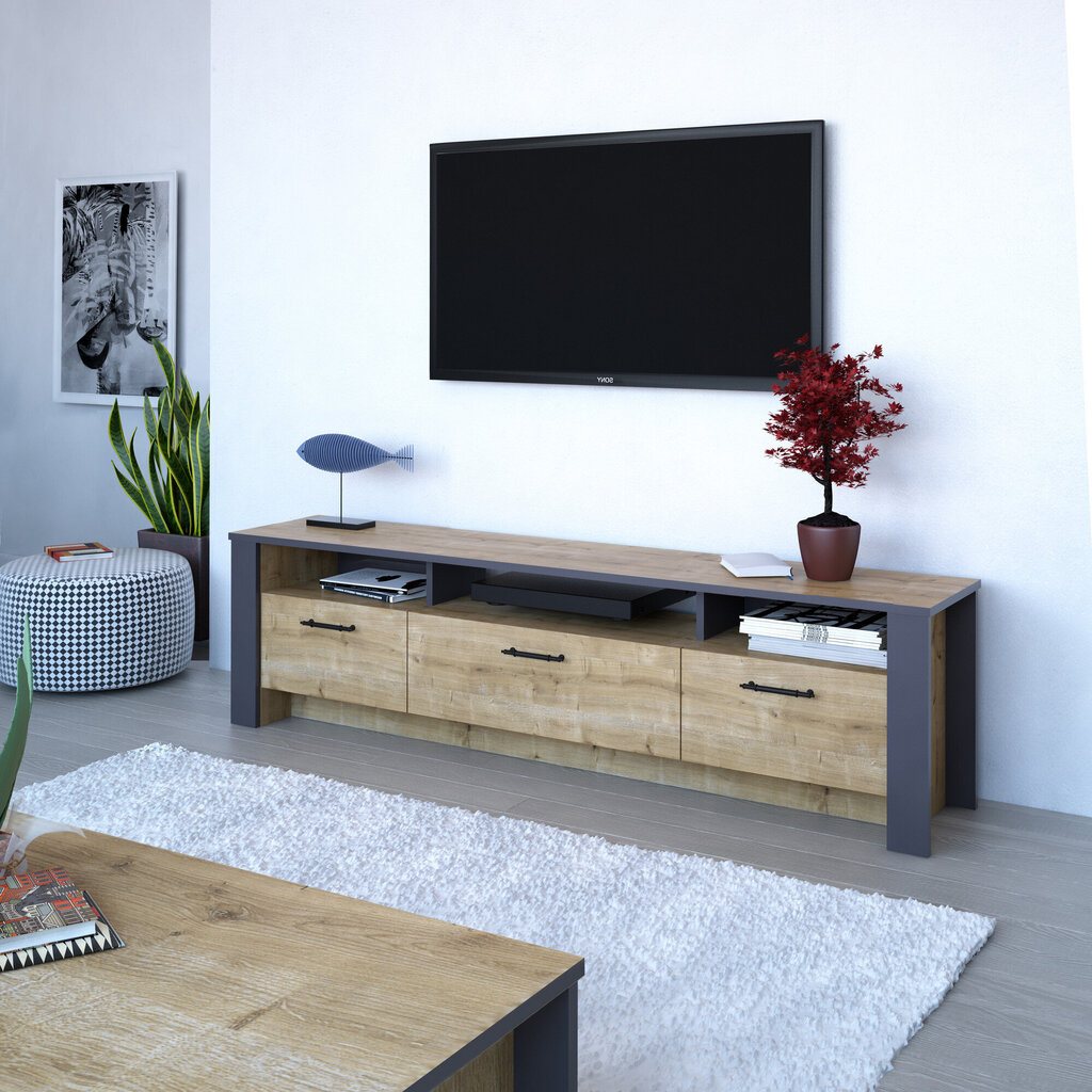 TV laud Kalune Design Manhattan 180 cm, tamm/hall цена и информация | Televiisori alused | hansapost.ee
