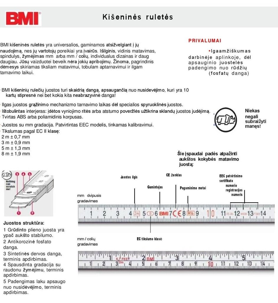 Mõõdulint BMI twoComp (5 m; 19 mm) hind ja info | Käsitööriistad | hansapost.ee