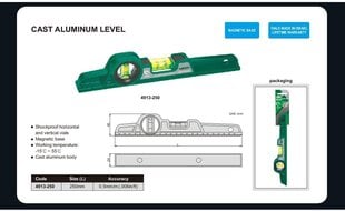 Уровень с магнитами Insize (250 мм) цена и информация | Ручной инструмент, 18 В 125 мм бесщеточная угловая шлифовальная машина для Makita Cordless, замена литий-ионного аккумулятора | hansapost.ee