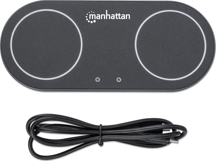 Juhtmevaba induktiivne laadija Manhattan (2 x 15 W) su 30 W Dual Qi™ toiteallika vahelduvvooluadapter hind ja info | Laadijad mobiiltelefonidele | hansapost.ee