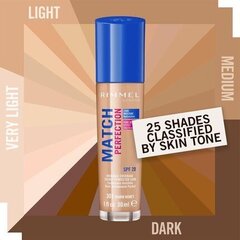 Jumestuskreem Rimmel London Match Perfection SPF20, 30 ml, 301 Warm Honey цена и информация | Пудры, базы под макияж | hansapost.ee