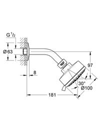 Grohe Tempesta Cosmo душевая насадка с локтем 27869001 цена и информация |  Аксессуары для душа, смесителей | hansapost.ee