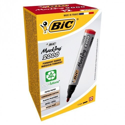Marker Eco Bic 2000 2-5 mm 000033, püsiv, punane, 12 tk. цена и информация | Kirjatarvikud | hansapost.ee