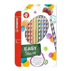 Värvilised pliiatsid Stabilo Easy colors paremakäelistele 12 värvi + teritaja hind ja info | Kunstitarbed, voolimise tarvikud | hansapost.ee