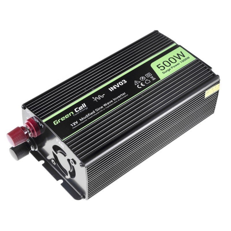 Green Cell inverter, pingemuundur 12 V kuni 230 V 500W/1000W modifitseeritud siinuslaine цена и информация | Inverterid ja muundurid | hansapost.ee