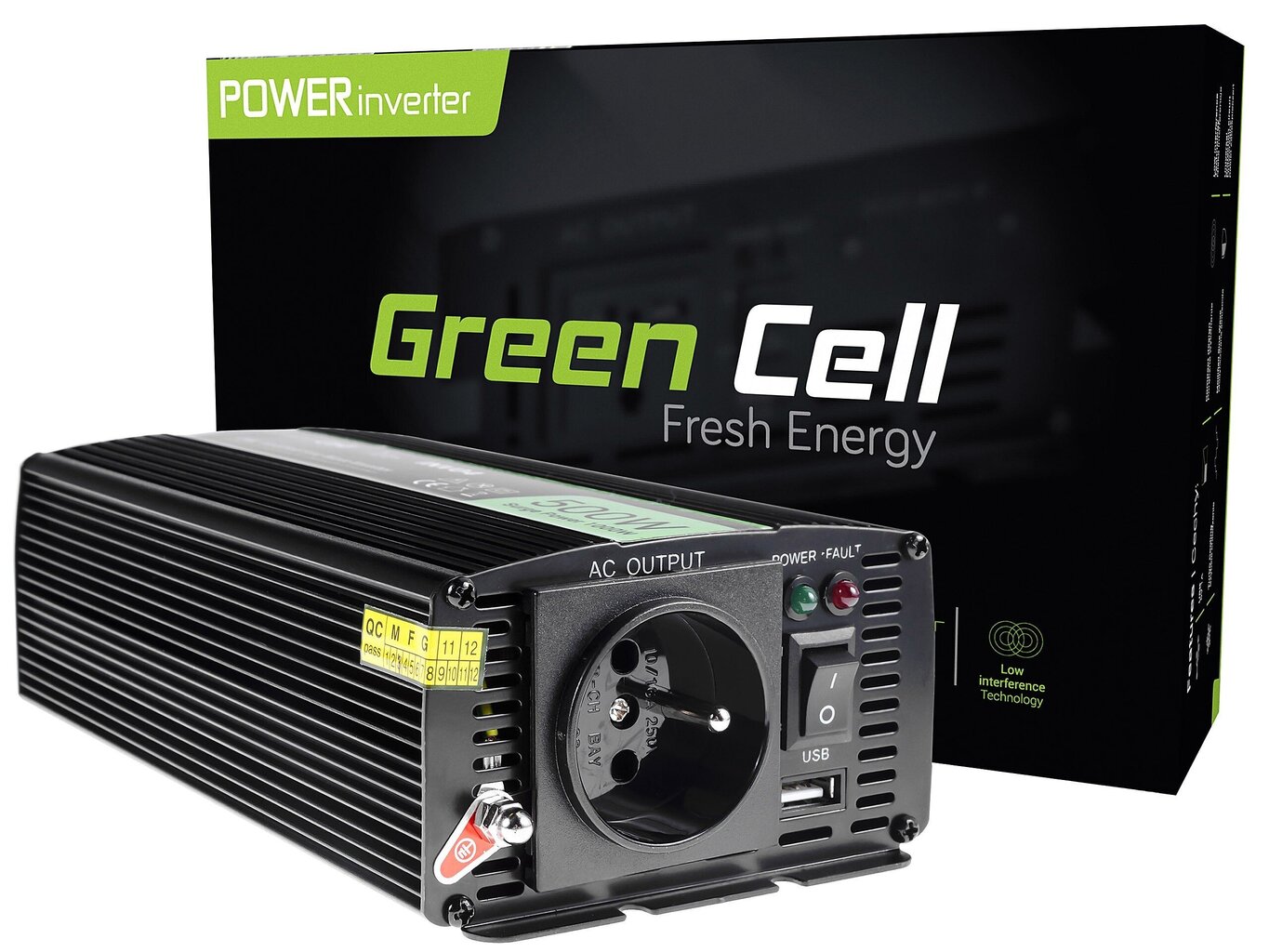 Green Cell inverter, pingemuundur 24 V kuni 230 V 500W/1000W modifitseeritud siinuslaine цена и информация | Inverterid ja muundurid | hansapost.ee