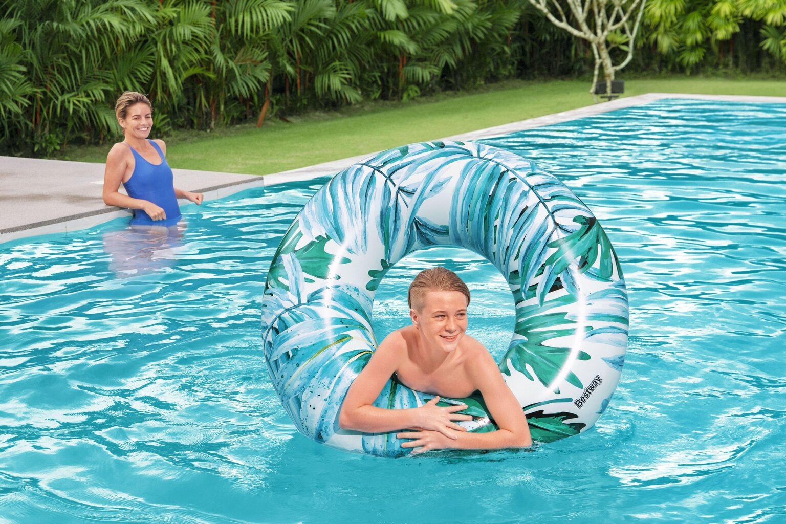 Ujumisrõngas Bestway Tropical Palms, 106 cm hind ja info | Täispuhutavad veemänguasjad ja ujumistarbed | hansapost.ee