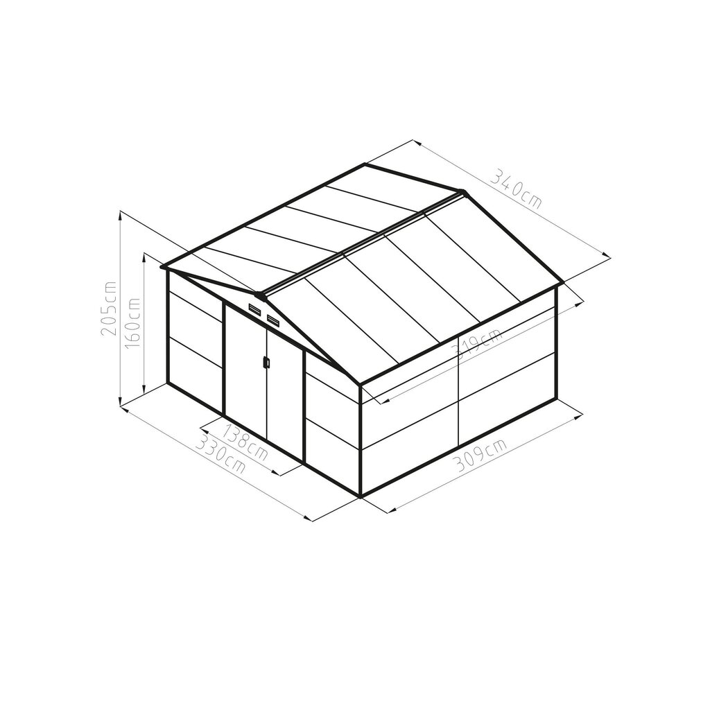 Aiamaja G21 GAH 1085 - 340 x 319cm, plastik, roheline 63900578 hind ja info | Aiamajad ja kuurid | hansapost.ee