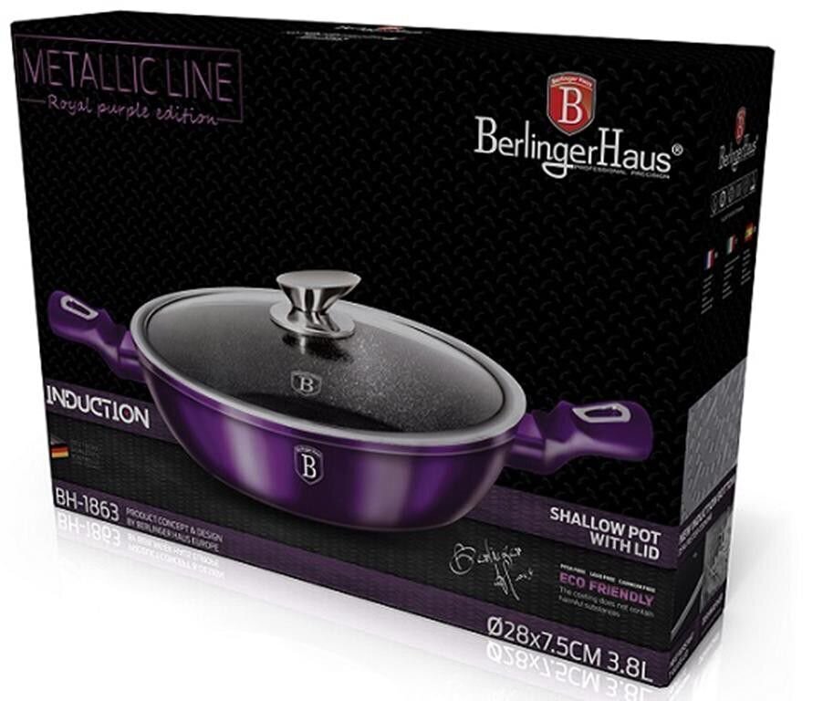 Pott kaanega Berlingerhaus Metallic Line Purple Eclipse Collection, 28 cm hind ja info | Potid | hansapost.ee