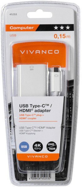 Adapter Vivanco USB C - HDMI, 0.15 m цена и информация | USB adapterid ja jagajad | hansapost.ee